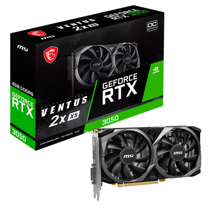 Tarjeta de Video 8GB GDDR6 MSI GeForce RTX 3050 Ventus 2X XS OC HDMI DP PCIe 4.0
