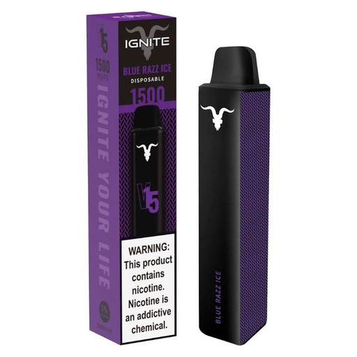 [810025995621] Vape Electronico Ignite V15 1500 Puffs Nic 5g Blue Razz Ice