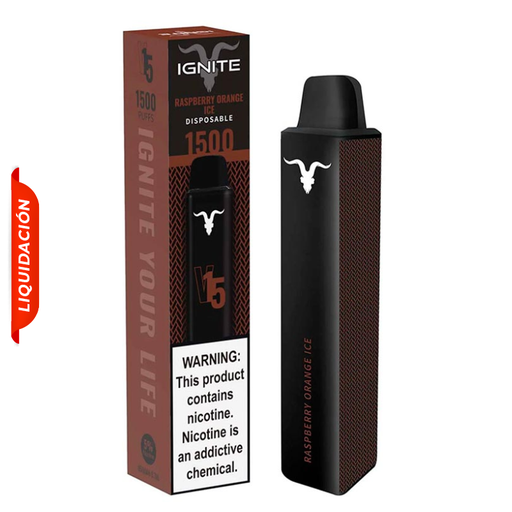 [810025995713] Vape Electronico Ignite V15 1500 Puffs Nic 5g Raspberry Orange Ice
