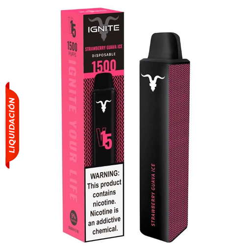 [810025995737] Vape Electronico Ignite V15 1500 Puffs Nic 5g Strawberry Guava Ice