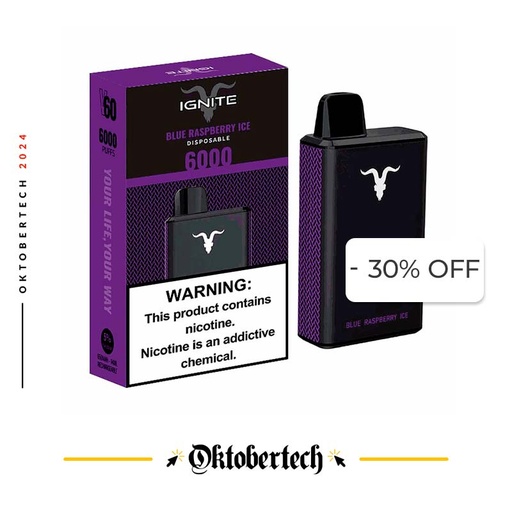 [810105507454] Vape Electrónico Ignite V60 6000 Puffs Nic 5g Blue Raspberry Ice