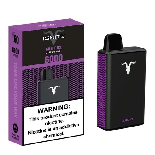 [810105507492] Vape Electrónico Ignite V60 6000 Puffs Nic 5g Grape Ice