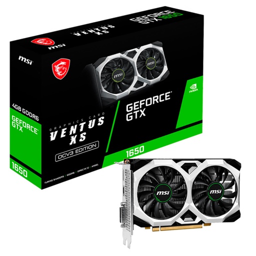 [GeForce GTX 1650 VENTUS XS OCV3] Tarjeta de Video 4GB GDDR6 MSI GeForce GTX 1650 Ventus XS OCV3 HDMI DP PCI 3.0