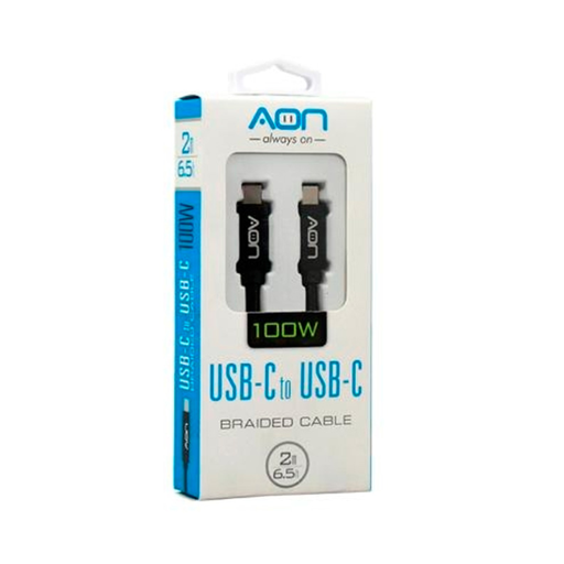 [AO-CB-5017] Cable USB-C a USB-C AON AO-CB-5017 2 Metro Negro 5Gbps 100W