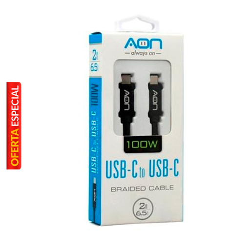 [AO-CB-5017] Cable USB-C a USB-C AON AO-CB-5017 2 Metro Negro 5Gbps 100W