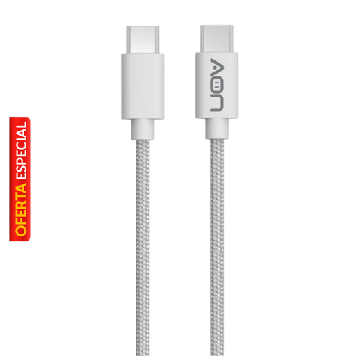 [AO-CB-5011] Cable USB-C a USB-C AON AO-CB-5011 2 Metros Trenzado Blanco