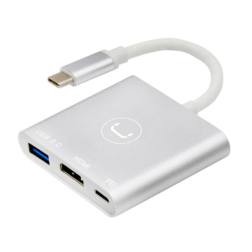 [HB1101SV] Hub 3 en 1 Unno Tekno HB1101SV USB-C Plateado