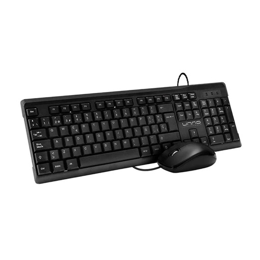 [KB6721BK] Teclado y Mouse Alámbrico Unno Tekno Klass USB Negro Español