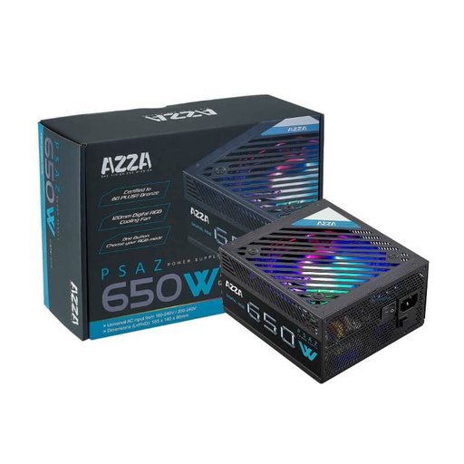 [PSAZ-650W ARGB] Fuente de Poder 650W AZZA PSAZ 650 80-PLUS Bronce ARGB
